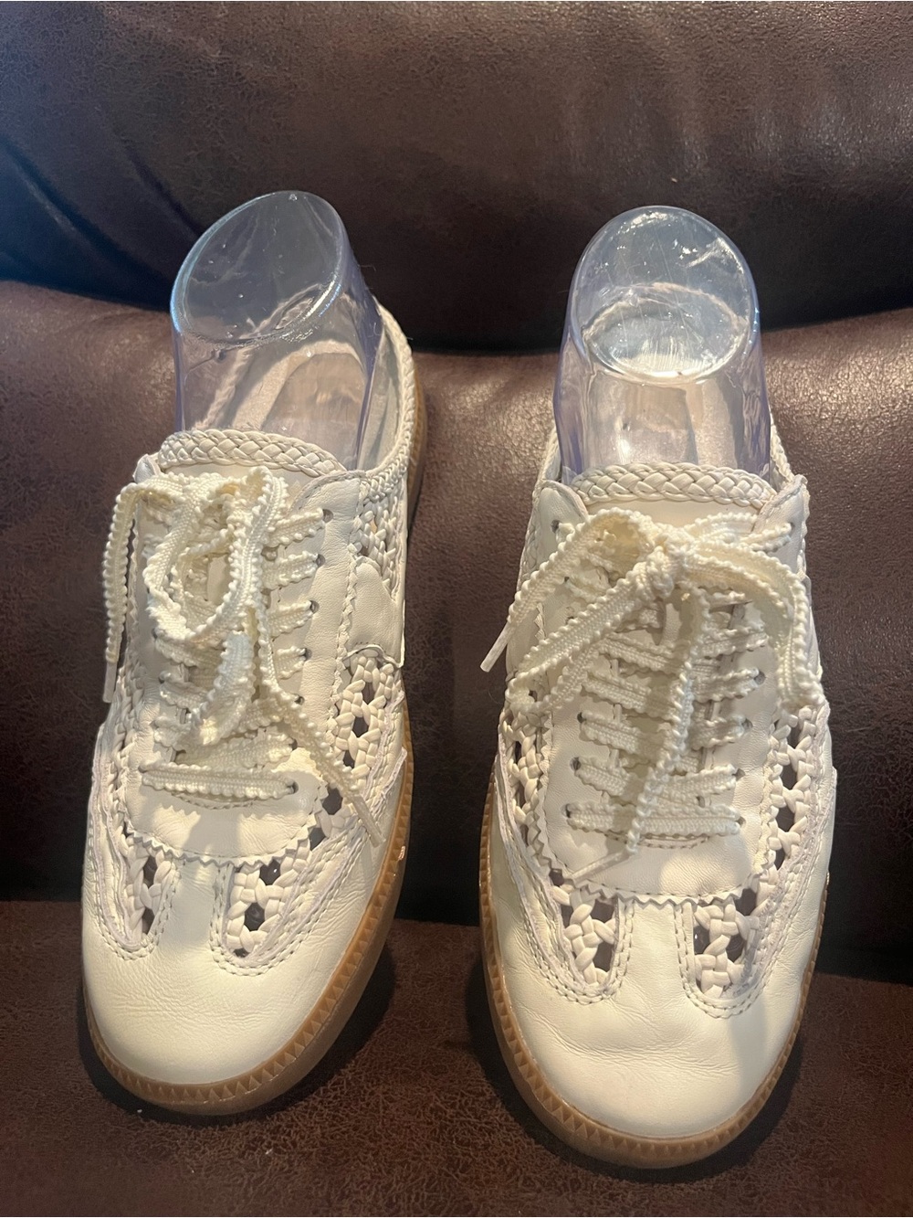 Dolce Vita White Woven Lace-Up Sneakers